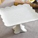 Ceramic Milk Glass Cake Stand / Vintage Wedding Cake Pedestal / White Cake Plate Ruffle Cake Stand / lace wedding cake stan