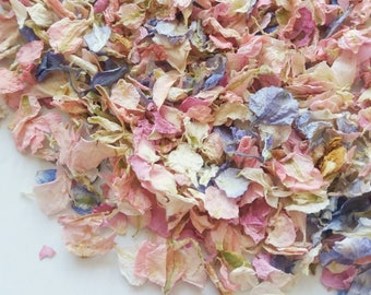 Rose Vintage petal mix - -Natural wedding / Delphinium - Rose confetti / Petal -Biodegradable