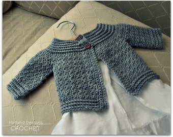 Download Now - CROCHET PATTERN Classic Baby Cardigan - Sizes 0-12 mos - Pattern PDF