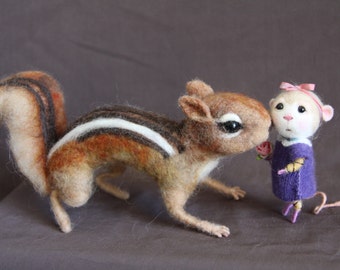 Made to Order - Needle Felted Animal - Life Scale CHIPMUNK - Soft Sculpture