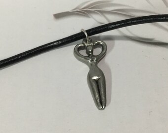 Sterling Goddess Pendant w/ leather cord sterling findings