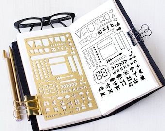 Bullet Journal Stencil, ECLP Planner Stencil, Stencil for Erin Condren Life Planner - fits ECLP, A5 journal & Midori Regular (ECLP L)