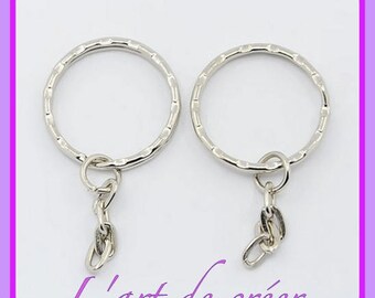 10 rings key chain, 25mm diameter, silver, silver color