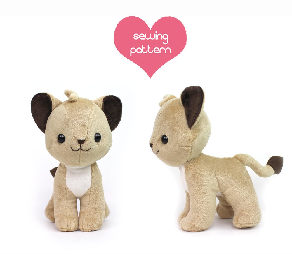 PDF sewing pattern Lion Cub stuffed animal chibi cat