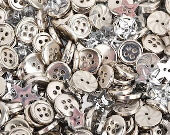 50 grams SILVER Buttons Mixed styles and sizes but0274