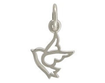 Sterling silver peace dove bird charm pendant for jewelry NDSS8