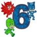 Pj Masks 6th Birthday Embroidery Applique Design Instant Download 3 sizes