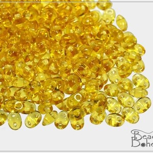 Transparent Light Topaz Czech Preciosa TWIN Pressed Beads 3x5 mm, 20 g (7166)