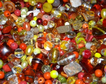 NEW 8/oz per lot 6-15mm Yellow, Orange GLASS, gemstone, beads lot, Mixed Loose lot of Beads Assorted