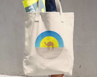 Camel in Sahara Desert Cotton Tote Bag