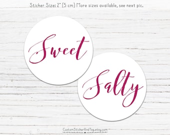 sweet salty stickers, wedding stickers, candy buffet labels, welcome bag stickers, wedding favor stickers (S-150)