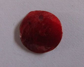 lot of 10 red very light sequin 13mm pendants