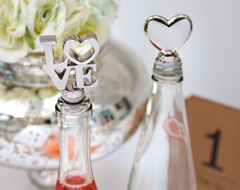 Wine Stoppers Love is here, Champagne Romantic Heart or LOVE bottle stoppers for wedding decor table, Celebration gift bottle stoppers