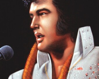 Elvis Presley The king black velvet original oil painting handpainted signed art 18 by 24 inches