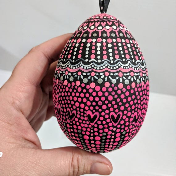 Large egg shaped shatterproof Ornament hand painted egg bauble
