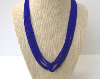 Royal blue necklace, seed bead necklace, monaco blue necklace, blue necklace, seed beads , blue beaded necklace, blue seed beads