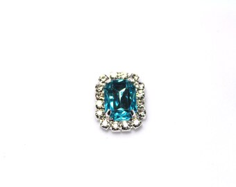 Aqua Marine Rhinestone Cabochons - 19 X 15 mm - Set of 4 - Embellishments - Fabric Flower Embellishment