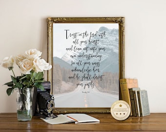 Trust in the Lord, Bible Verse wall art, Inspirational art, Printable art, Christian wall art, Bible Scripture, Proverbs 3:5-6, instant art