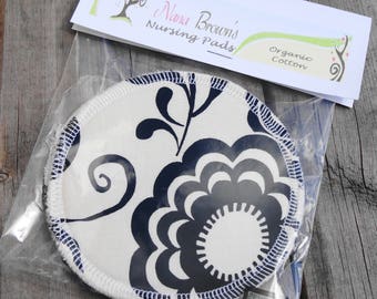 Reusable Organic Cotton Flannel Nursing Pads - Black & White Olympia