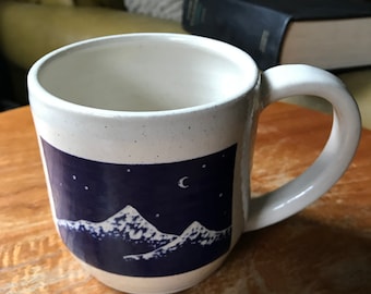 Hand carved, Mountains Mug