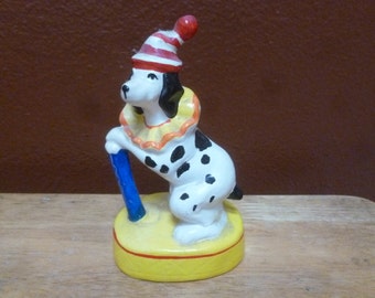 Enesco Dog in clown costume vintage Enesco
