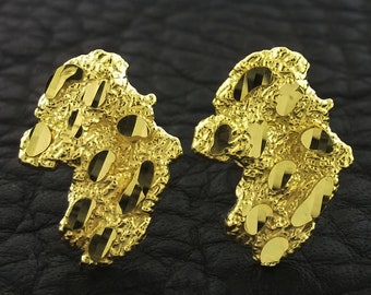 Yellow Gold Nugget Stud Earrings, Nugget Earrings, Gold Nugget Earrings, Gold Nugget Stud Earrings
