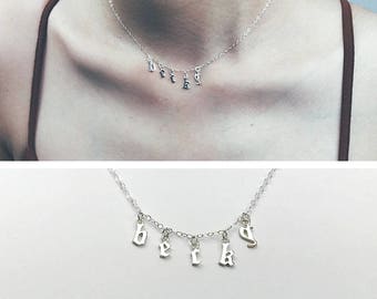 Name Choker, Personalized Choker, Choker Necklace, Gothic Choker, Letter Choker, Custom Name, Dainty Choker, Old English Name Necklace