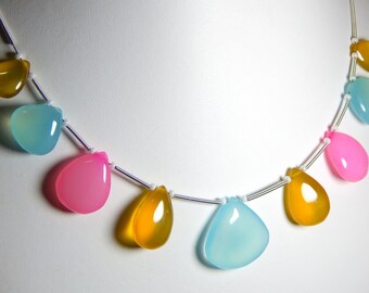 70%OFF Multi Chalcedony Smooth Heart Beads 1.String 9.Pcs - Size 10.3x20.6 to 12.3x21 mm Approx - - 0237