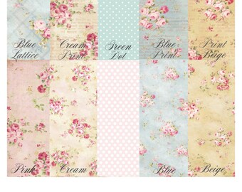 Printed Shabby Chic Edible Wafer Paper Sheets. MIX AND MATCH. Vintage spring, floral prints, Shabby Chic