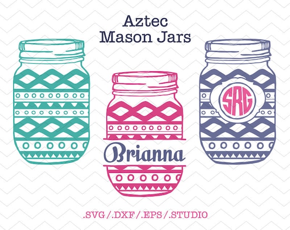 Download Aztec Mason Jar Monogram Frames SVG DXF EPS Studio3