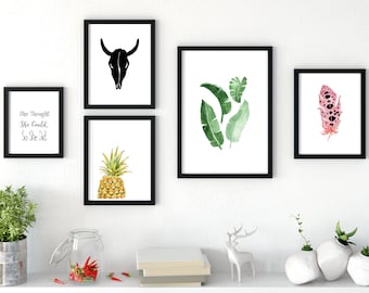 GALLERY WALL, 5 piece gallery wall prints, gallery wall set, gallery wall art, gallery wall decor, gallery wall nature print set gallery set