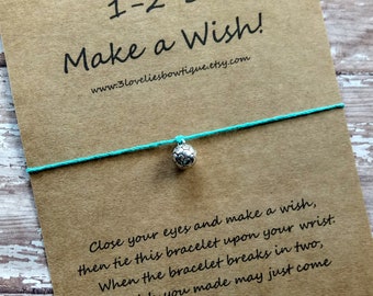 Soccer Wish Bracelet.Wish Bracelet.Soccer Bracelet.Soccer Gift.Wish Bracelets.Soccer Team Gift.Bracelet.Soccer Charm.Charm Bracelet.Gift