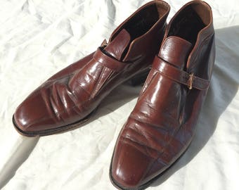 Vintage 70s Florshiem Imperial Monk Strap Ankle Boots 8.5D
