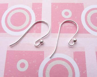 Sterling Silver French Hook Ear wires Pair with Balls Earring Findings (FHSF45)
