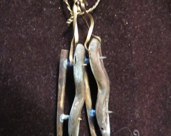 Old fashioned ice skates copper ornament, 2 3/4" long, artisan made