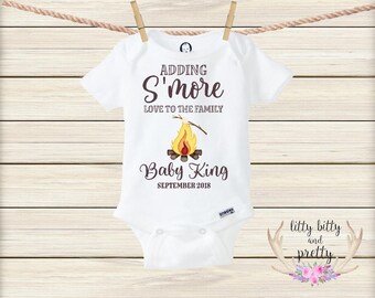 Pregnancy Reveal Onesie® Pregnancy Announcement Onesie S'more Love Onesie New Baby Reveal Onesie Camping Onesie
