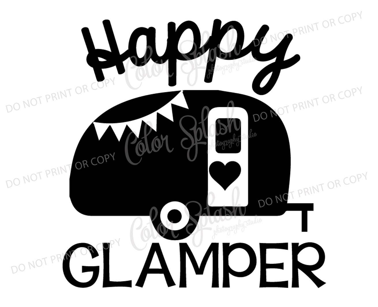 Download happy glamper glamping camper camping trailer svg dxf