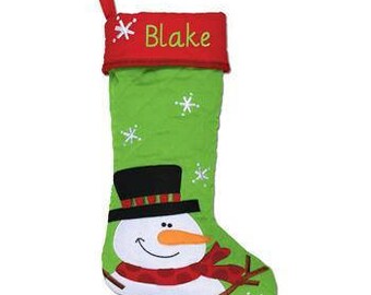 Personalized Christmas stocking, Snowman Stocking, Kids Stocking