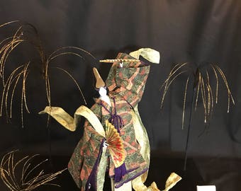 Japanese washi paper doll , Noh, Washi Ningyo