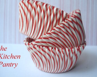 Cupcake Liners - Baking Cups - Candy Cups Red Stripe ( 50 )