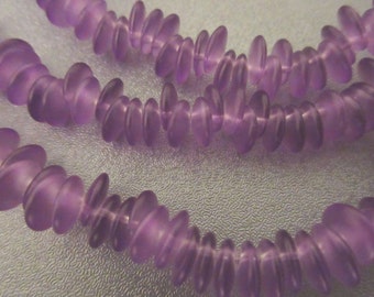 Matte Polymer Coin Top Drilled Purple Beads 145pcs