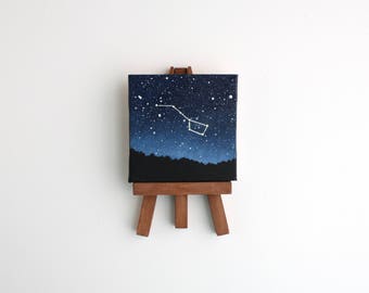 Miniature Big Dipper Night Sky Painting with Easel