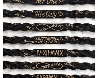 His & Hers Bracelet, Engraved Love Bracelet, Customized Couples Bracelet, Personalized Valentine's Day Gift, Custom engraved bracelet