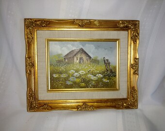 Vintage Oil Painting "Barn" by Smith
