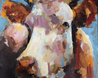 Cow Painting - Penny - Paper print of an original painting by Cari Humphry