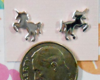 Tiny Sterling Silver Post Unicorn Earrings