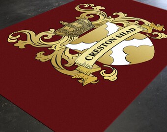 royal crest medieval nursery monogram rug knight rug playroom decor personalized