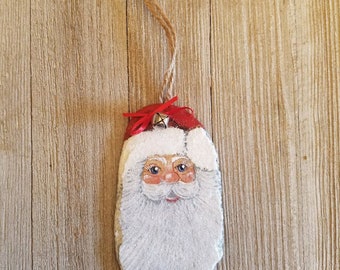 Hand Painted Slate Christmas Santa Ornament Personalized w/ your name and year