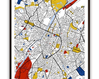 brussels map art brussels belgium wall art print poster modern home