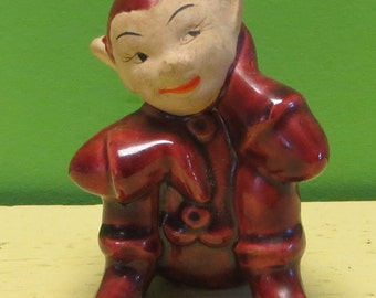 Creepy 1950's Christmas Elf Pixie Made In Japan Figurine - Free Shipping